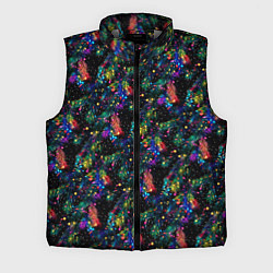Мужской жилет Радужные ёлка в новогоднюю ночь, цвет: 3D-светло-серый