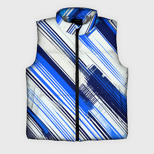 Мужской жилет Синие диагональные полосы на белом фоне / 3D-Светло-серый – фото 1