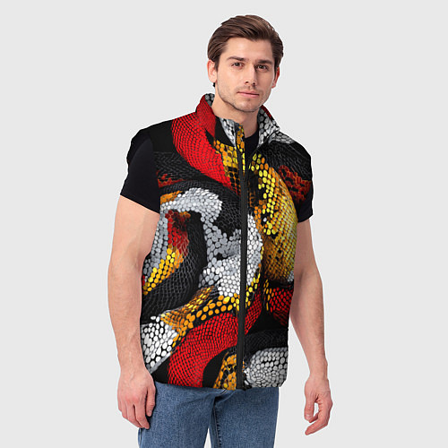 Мужской жилет Яркий змеиный паттерн / 3D-Черный – фото 3
