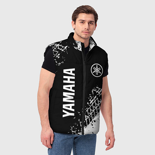 Мужской жилет Yamaha - следы от шин / 3D-Черный – фото 3
