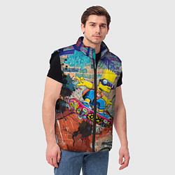Мужской жилет Bart Simpson on a skateboard - graffiti, цвет: 3D-черный — фото 2