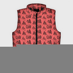 Мужской жилет Новогодние звери на красном, цвет: 3D-черный