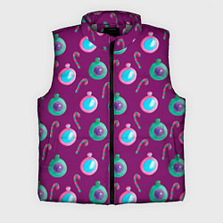 Мужской жилет Новогодний узор с елочными игрушками, цвет: 3D-светло-серый