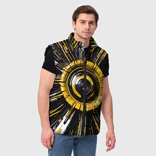 Мужской жилет Чёрно-жёлтая сфера киберпанк / 3D-Черный – фото 3