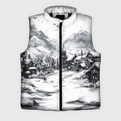 Мужской жилет Город в снегу перед новым годом, цвет: 3D-черный