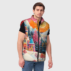 Мужской жилет Новый год - горы и пейзаж, цвет: 3D-красный — фото 2