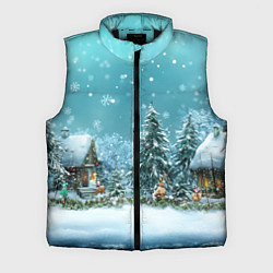 Мужской жилет Новогодний снегопад, цвет: 3D-черный