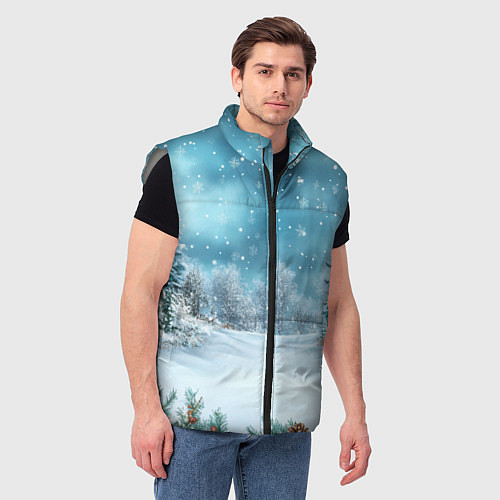 Мужской жилет Новогодний снег / 3D-Светло-серый – фото 3