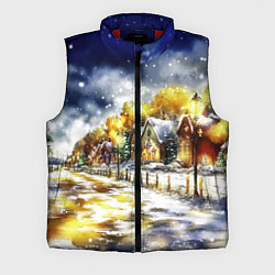 Мужской жилет Новогодний пейзаж акварель, цвет: 3D-красный