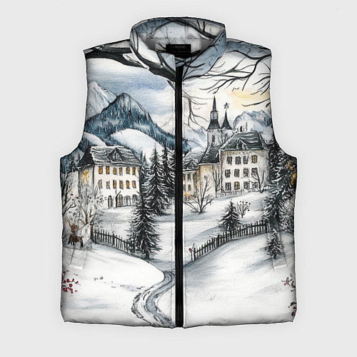 Мужской жилет Заснеженный старый город / 3D-Светло-серый – фото 1