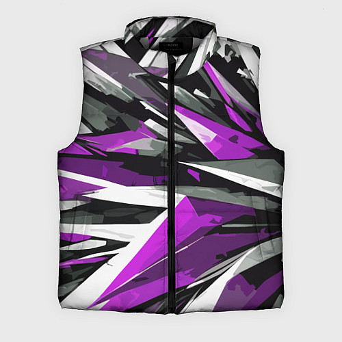 Мужской жилет Чёрно-фиолетово-белая абстракция / 3D-Светло-серый – фото 1