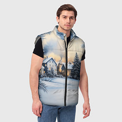 Мужской жилет Зимний снежный двор, цвет: 3D-светло-серый — фото 2