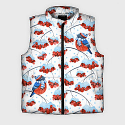 Мужской жилет Снегири в шапочках на рябине, цвет: 3D-светло-серый