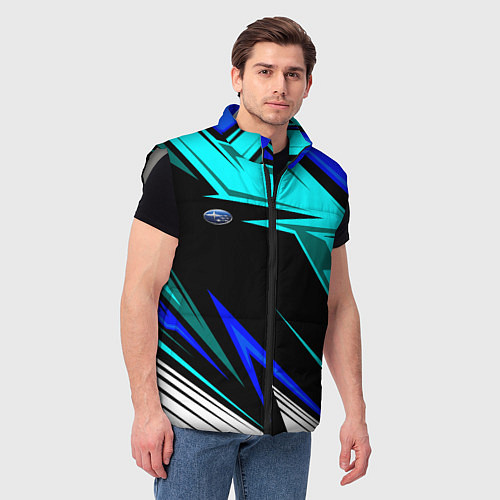 Мужской жилет Субару - синий спорт / 3D-Светло-серый – фото 3