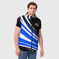 Мужской жилет Субару - бело-синий, цвет: 3D-красный — фото 2