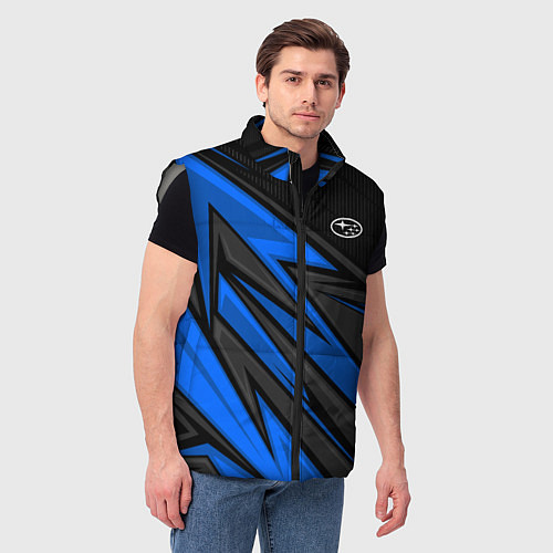 Мужской жилет Субару - синяя спорт униформа / 3D-Светло-серый – фото 3
