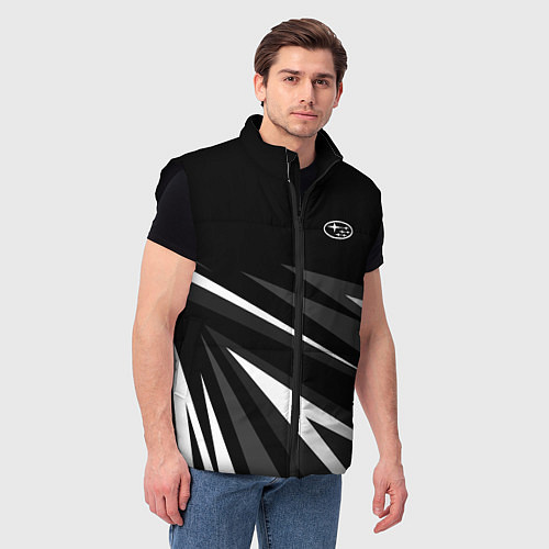Мужской жилет Субару - черно-белый / 3D-Черный – фото 3