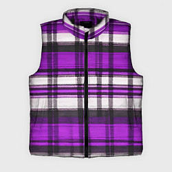 Мужской жилет Фиолетово-белая ткань в клетку, цвет: 3D-черный