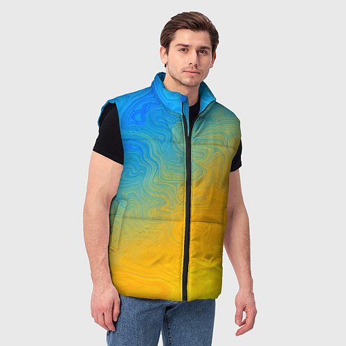 Мужской жилет Желто голубой градиент / 3D-Черный – фото 3