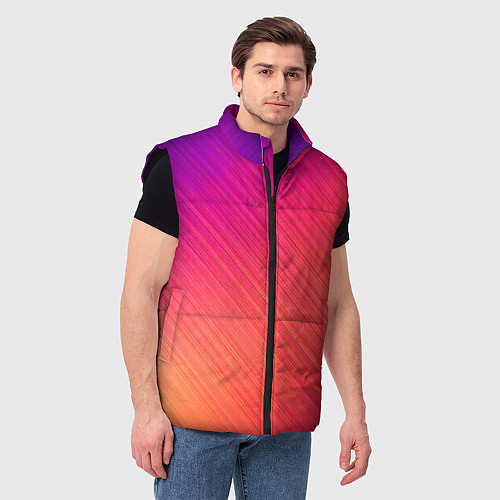 Мужской жилет Градиент в косую полоску / 3D-Черный – фото 3