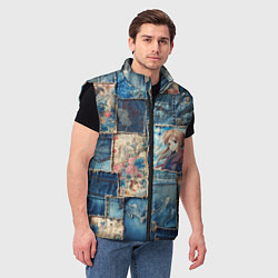 Мужской жилет Аниме влюбленные на пэчворк, цвет: 3D-черный — фото 2