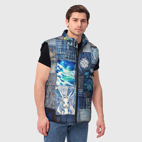 Мужской жилет Микс аниме и пэчворк / 3D-Черный – фото 3