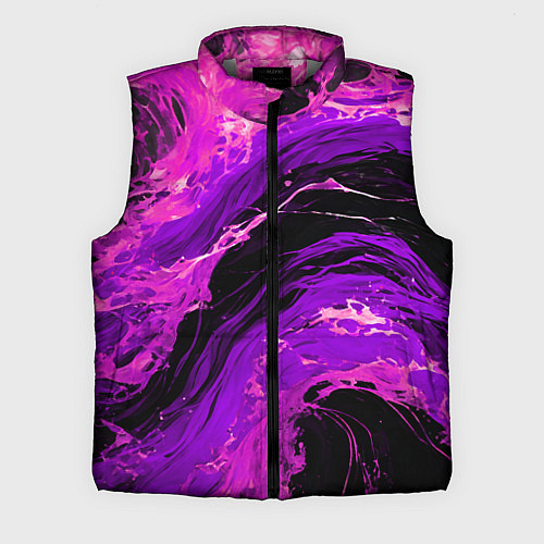 Мужской жилет Фиолетовые брызги на чёрном фоне / 3D-Светло-серый – фото 1