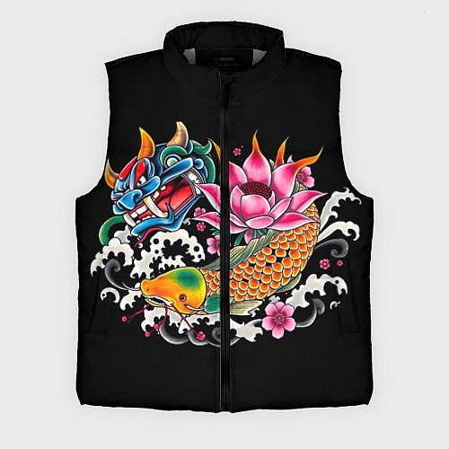Мужской жилет Татуировка в японском стиле / 3D-Светло-серый – фото 1