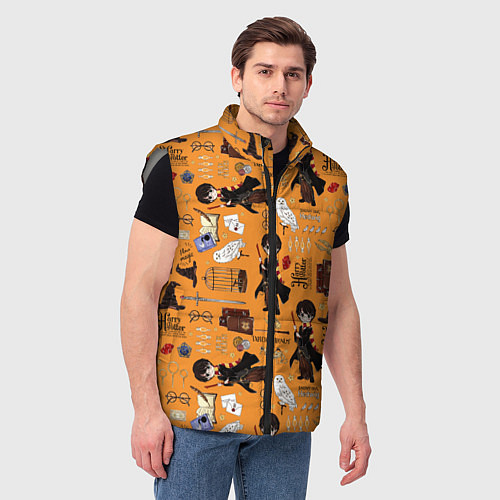 Мужской жилет Гарри Поттер паттерн / 3D-Светло-серый – фото 3