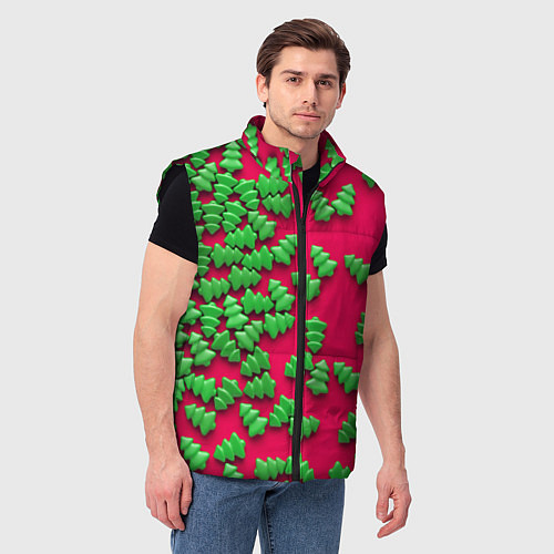 Мужской жилет Веселые елочки / 3D-Черный – фото 3