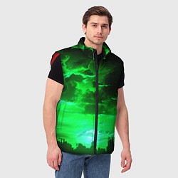 Мужской жилет Кислотный зелёный закат, цвет: 3D-красный — фото 2