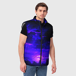 Мужской жилет Фиолетовый апокалиптический закат, цвет: 3D-светло-серый — фото 2