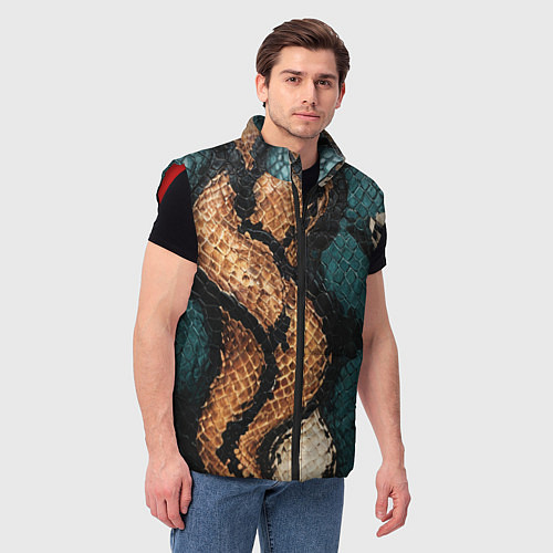 Мужской жилет Кожа в змеином стиле / 3D-Красный – фото 3