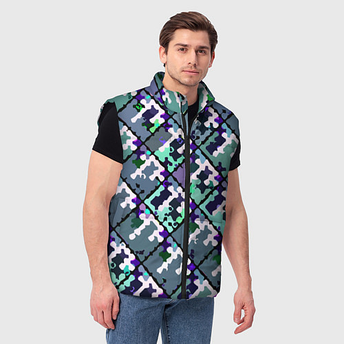 Мужской жилет Бирюзовый абстрактный паттерн / 3D-Черный – фото 3