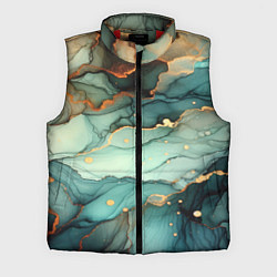 Мужской жилет Бирюзовый узор с оранжевыми вставками, цвет: 3D-красный