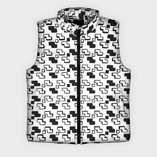 Мужской жилет Чёрно-белые фигуры на белом фоне / 3D-Светло-серый – фото 1