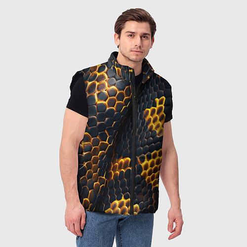 Мужской жилет Текстура змеи / 3D-Черный – фото 3