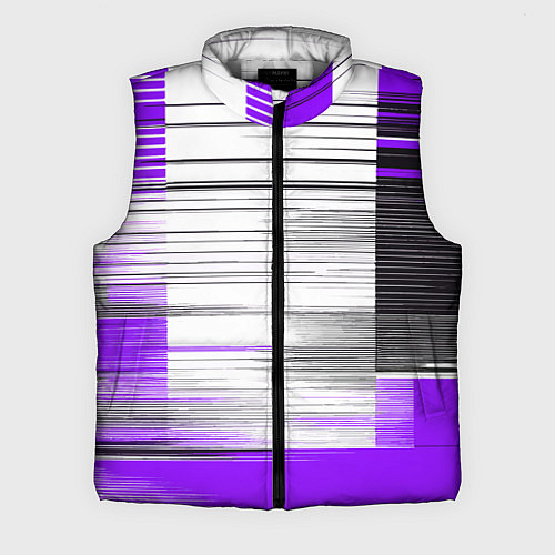 Мужской жилет Чёрные вертикальные полосы на фиолетово-белом фоне / 3D-Светло-серый – фото 1