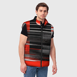 Мужской жилет Белые вертикальные полосы на чёрно-красном фоне, цвет: 3D-светло-серый — фото 2