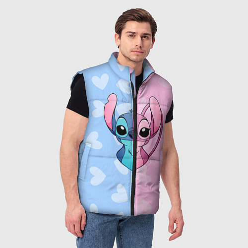 Мужской жилет Стич и Ангел / 3D-Черный – фото 3