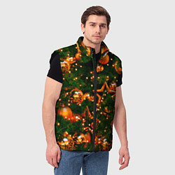 Мужской жилет Новогодние игрушки на ветках, цвет: 3D-черный — фото 2