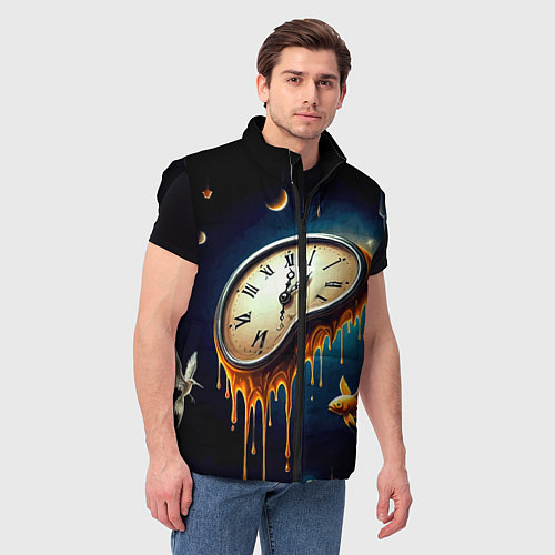Мужской жилет Течение времени - сюрреализм / 3D-Черный – фото 3