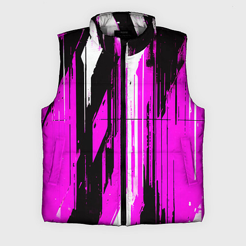 Мужской жилет Вертикальные чёрно-белые линии на розовом фоне / 3D-Светло-серый – фото 1