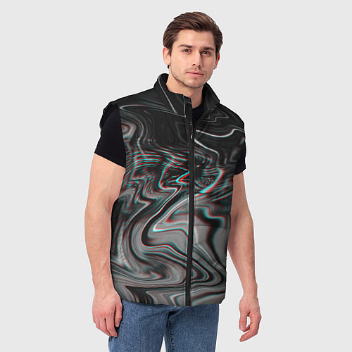 Мужской жилет Градиентный glitch / 3D-Черный – фото 3