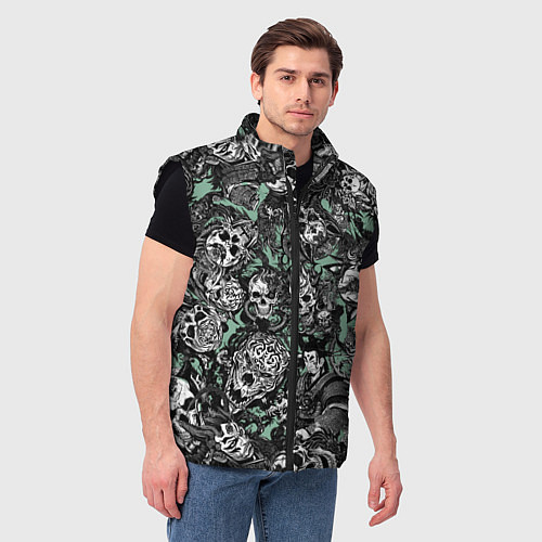 Мужской жилет Самурай и черепа с масками / 3D-Черный – фото 3