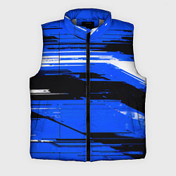 Мужской жилет Горизонтальные чёрно-белые линии на синем фоне, цвет: 3D-светло-серый