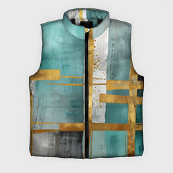 Мужской жилет Узоры акварелью бирюзового и золотого цвета, цвет: 3D-черный