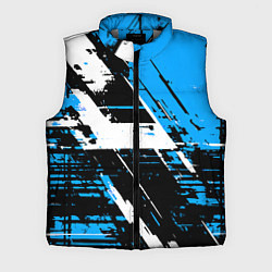 Мужской жилет Diagonal black and white stripes on a blue backgro, цвет: 3D-светло-серый