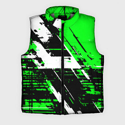 Мужской жилет Diagonal black and white stripes on a green backgr, цвет: 3D-светло-серый