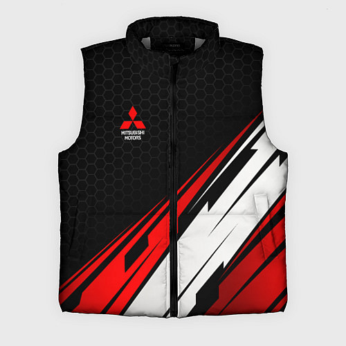 Мужской жилет Mitsubishi - красная абстракция / 3D-Светло-серый – фото 1